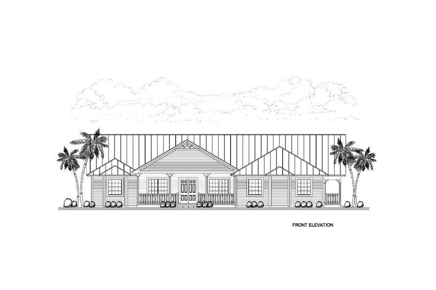 Home Plan Front Elevation of this 4-Bedroom,3276 Sq Ft Plan -107-1019