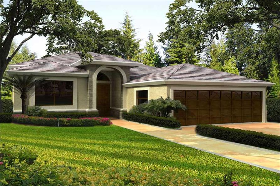 3-Bedroom, 3702 Sq Ft Mediterranean Home Plan - 107-1045 - Main Exterior