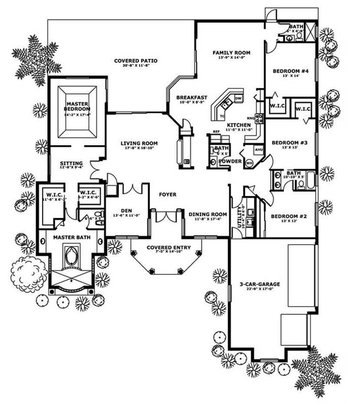 Mediterranean Home with 4 Bdrms, 3442 Sq Ft | House Plan #107-1129