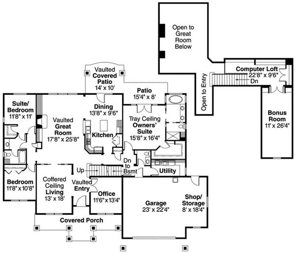 Transitional, Country, European, Ranch House Plans - Home Design ...