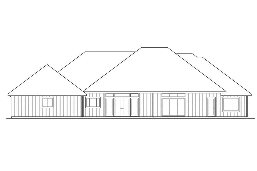 Home Plan Rear Elevation of this 4-Bedroom,3032 Sq Ft Plan -108-1207