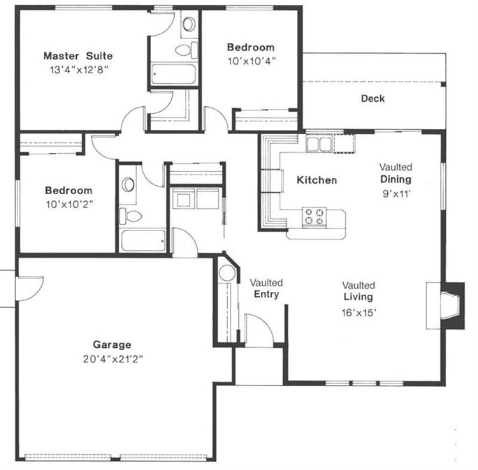 Small - Transitional Home with 3 Bdrms, 1297 Sq Ft | House Plan #108-1417