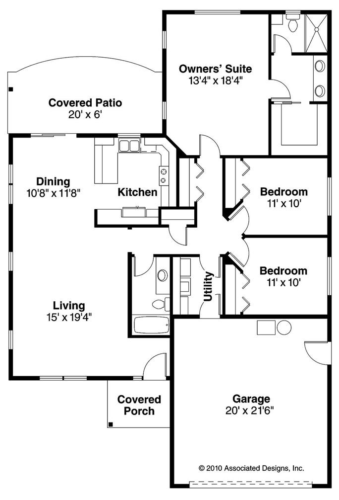 Craftsman - Traditional Home with 3 Bedrms, 1532 Sq Ft | Plan #108-1563