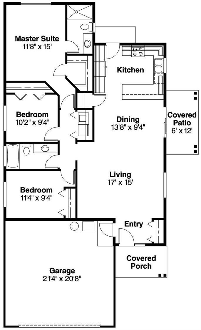 Craftsman - Log Cabin Home with 3 Bedrms, 1317 Sq Ft | Plan #108-1628