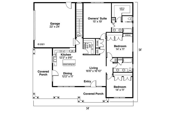 Country House Plan - 3 Bedrms, 2 Baths - 1808 Sq Ft - #108-1694