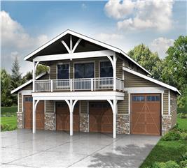 Barn Style Carriage House Garage Plan - 6 Car, 1948 Sq Ft