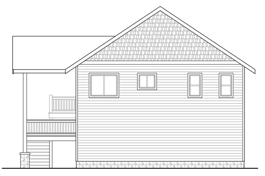 Home Plan Rear Elevation of this 1-Bedroom,896 Sq Ft Plan -108-1784