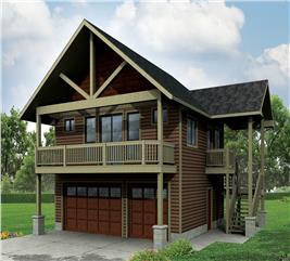 Garage w/Apartments with 3 Car, 1 Bedrm, 750 Sq Ft | Plan #109-1001