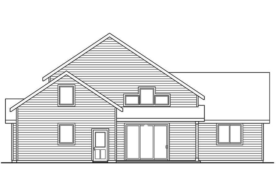 Home Plan Rear Elevation of this 3-Bedroom,1901 Sq Ft Plan -108-1814