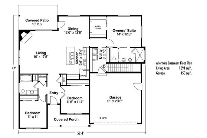 3 Bedrm, 1605 Sq Ft Ranch House Plan #108-1816