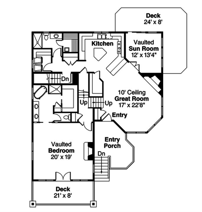 Cape Cod Home Plan - 1 Bedrms, 2 Baths - 1976 Sq Ft - #108-1881