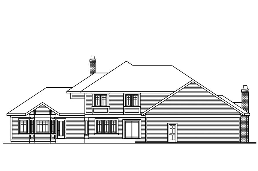 Home Plan Rear Elevation of this 4-Bedroom,3812 Sq Ft Plan -108-1892