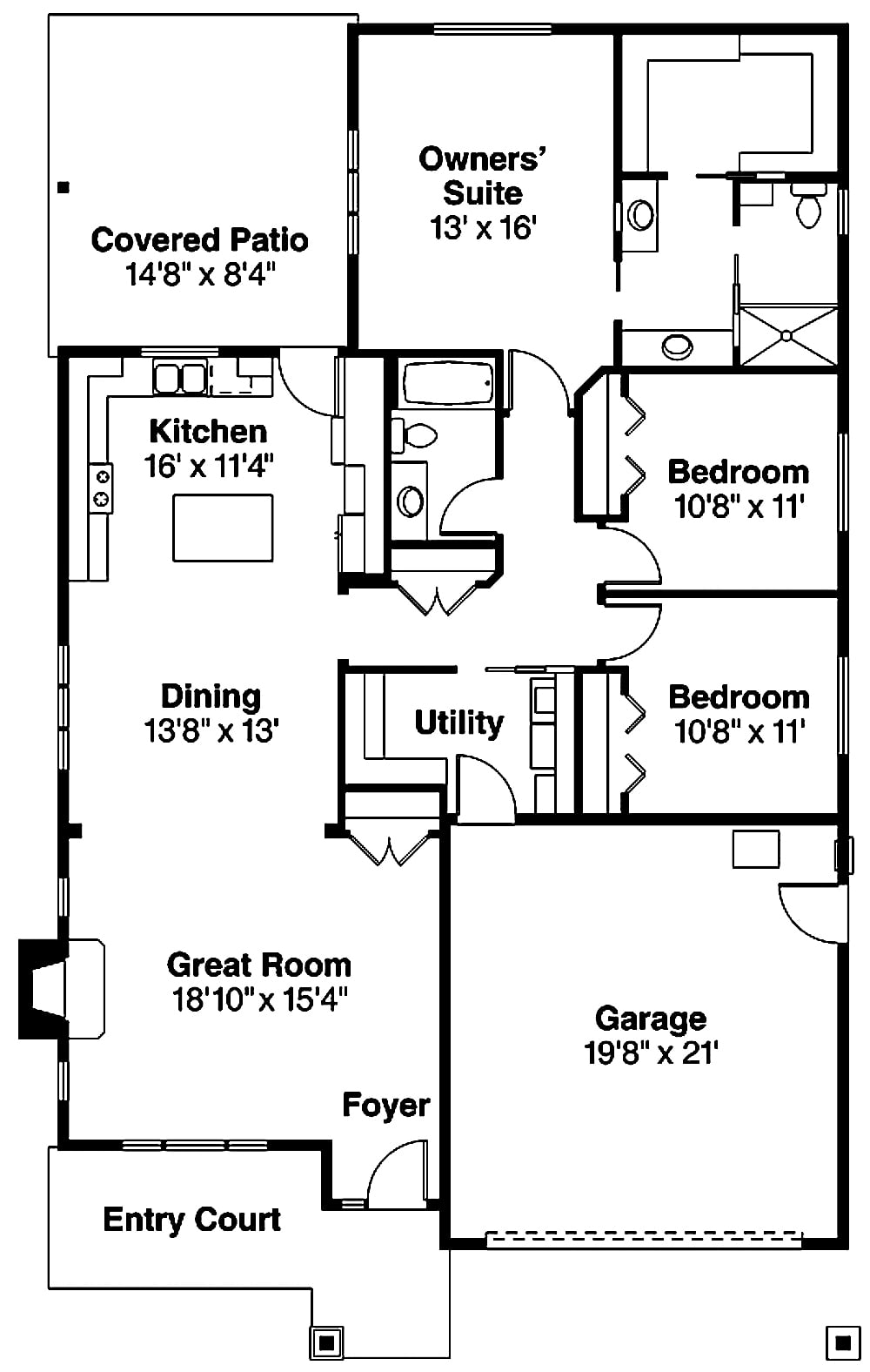 Shingle Floor Plan - 3 Bedrms, 2 Baths - 1737 Sq Ft - #108-1908