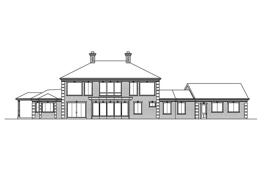 Home Plan Rear Elevation of this 5-Bedroom,4448 Sq Ft Plan -108-2000