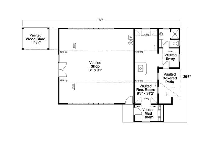 Garage with 1-Car, 1594 Sq Ft | Plan #108-2061