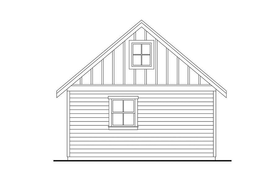 Home Plan Rear Elevation of this 1-Bedroom,619 Sq Ft Plan -108-2109