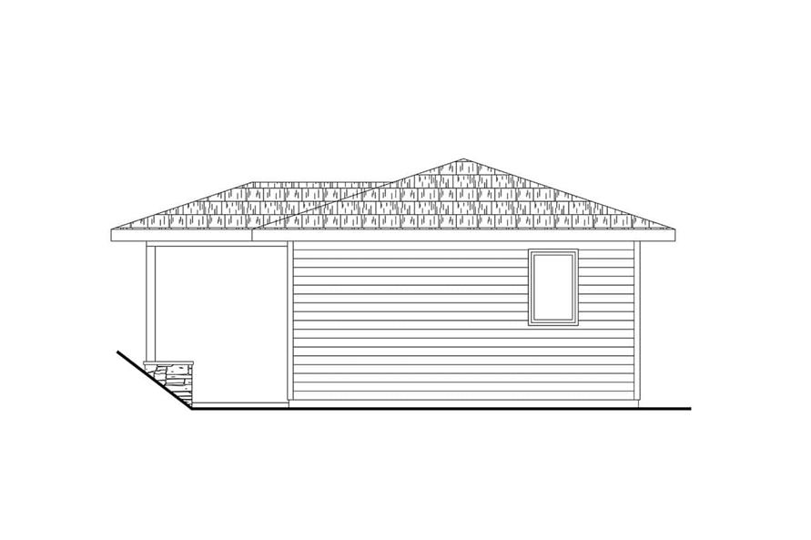 Home Plan Rear Elevation of this 1-Bedroom,560 Sq Ft Plan -108-2111