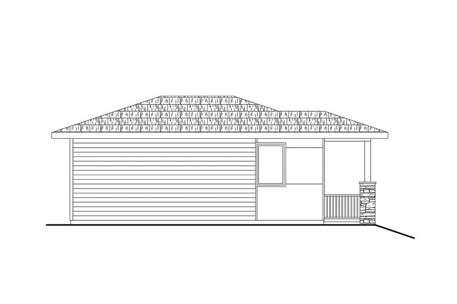 Home Plan Left Elevation of this 1-Bedroom,560 Sq Ft Plan -108-2111