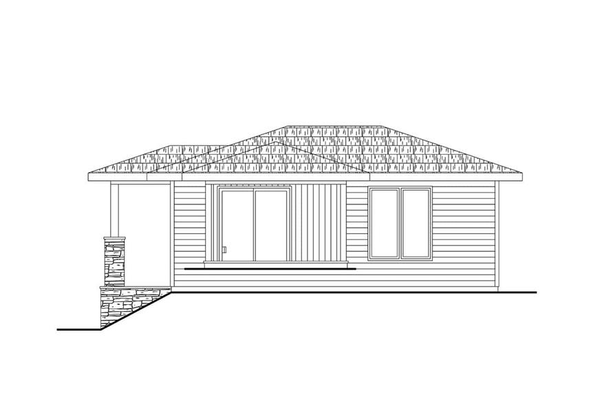 Home Plan Right Elevation of this 1-Bedroom,560 Sq Ft Plan -108-2111