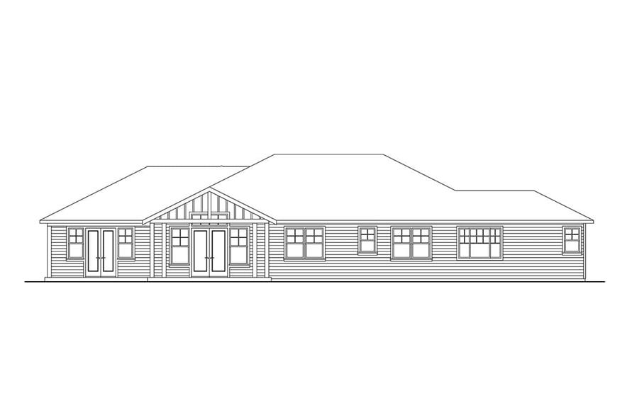 Home Plan Rear Elevation of this 4-Bedroom,3004 Sq Ft Plan -108-2118