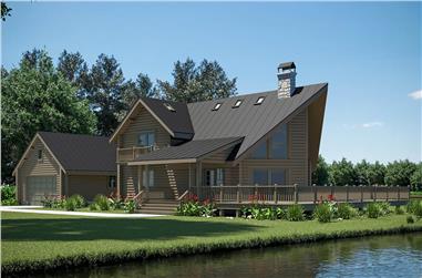 3-Bedroom, 1744 Sq Ft A Frame House Plan - 108-2121 - Front Exterior