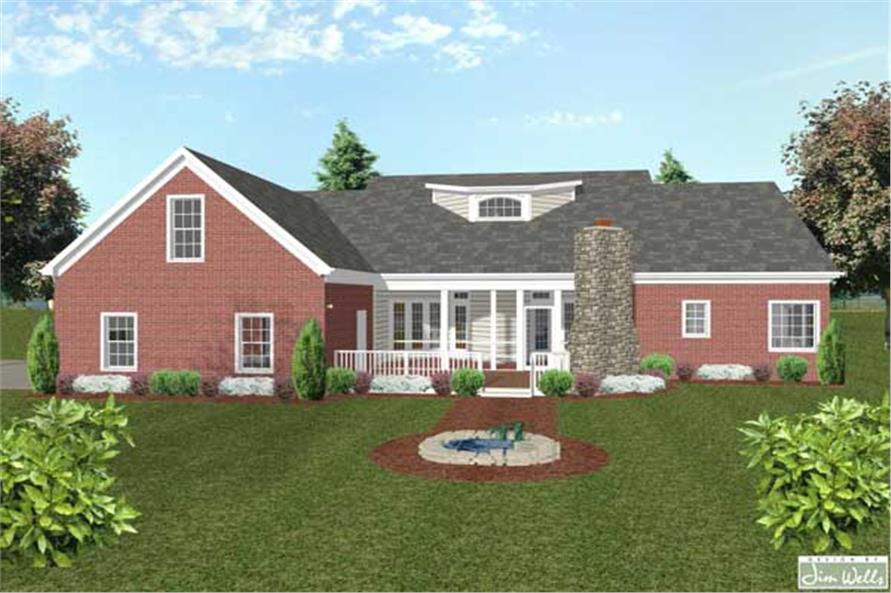 Home Plan Rear Elevation of this 4-Bedroom,1992 Sq Ft Plan -109-1035