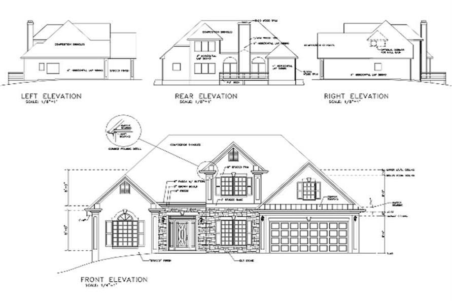 Home Plan Rear Elevation of this 4-Bedroom,1871 Sq Ft Plan -109-1132