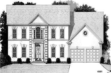 4-Bedroom, 3052 Sq Ft Colonial House Plan - 109-1151 - Front Exterior