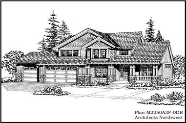 3-Bedroom, 3401 Sq Ft Country House Plan - 115-1107 - Front Exterior