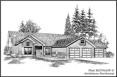 3-Bedroom, 2376 Sq Ft Ranch House Plan - 115-1115 - Front Exterior