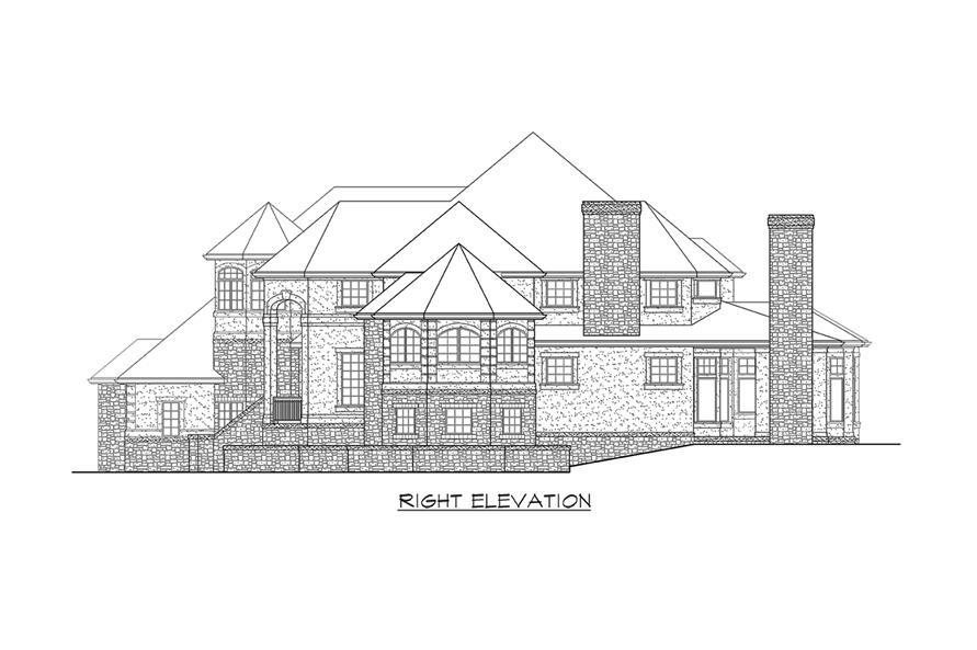 Home Plan Right Elevation of this 4-Bedroom,4684 Sq Ft Plan -115-1174