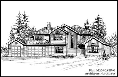 4-Bedroom, 2340 Sq Ft European House Plan - 115-1294 - Front Exterior