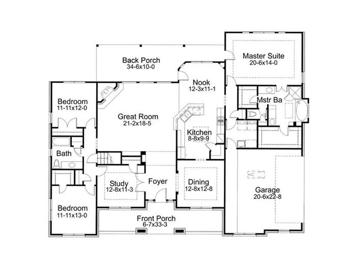 Hill Country Ranch House Plan - 3 Bedrms, 2 Baths - 2471 Sq Ft - #117-1074