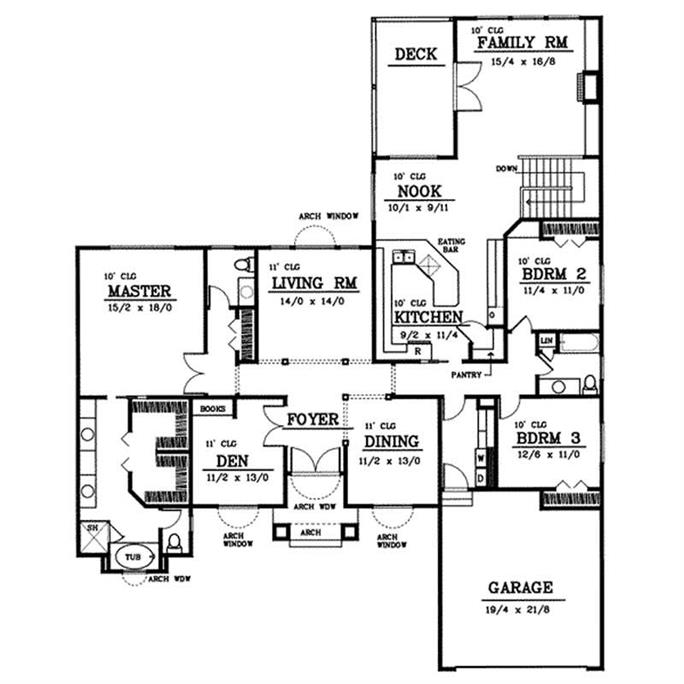 Mediterranean Floor Plan - 4 Bedrms, 2.5 Baths - 2710 Sq Ft - #119-1036