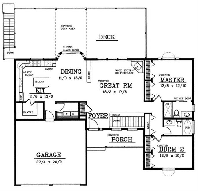 Ranch Home Plan - 2 Bedrms, 2 Baths - 1436 Sq Ft - #119-1103