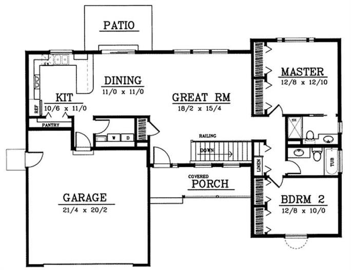 Small, Traditional, Ranch House Plans - Home Design DDI93-102 # 1974