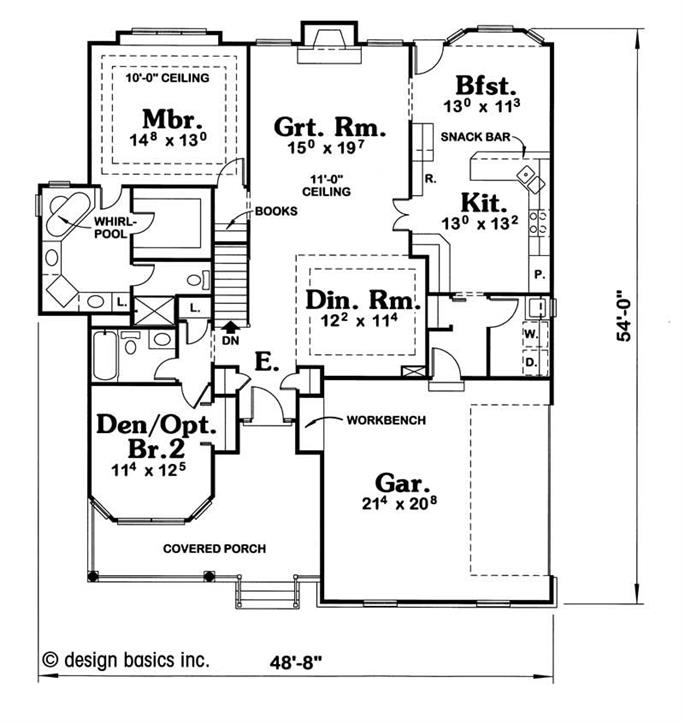 House Plan #120-1496 : 2 Bedroom, 1653 Sq Ft Ranch - Country Home | TPC