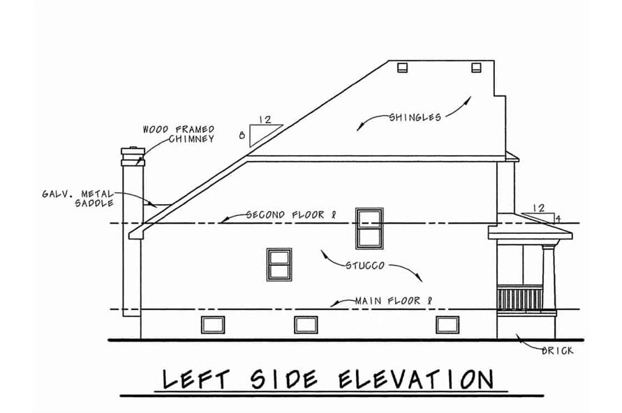Home Plan Left Elevation of this 6-Bedroom,3398 Sq Ft Plan -120-1599