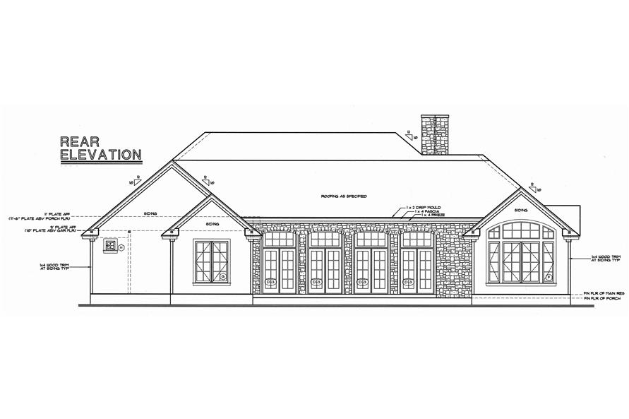 Home Plan Rear Elevation of this 3-Bedroom,2203 Sq Ft Plan -120-1977