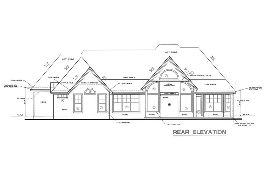 Home Plan Rear Elevation of this 4-Bedroom,2040 Sq Ft Plan -120-1981