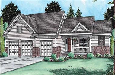 3-Bedroom, 2069 Sq Ft Country House Plan - 120-2132 - Front Exterior