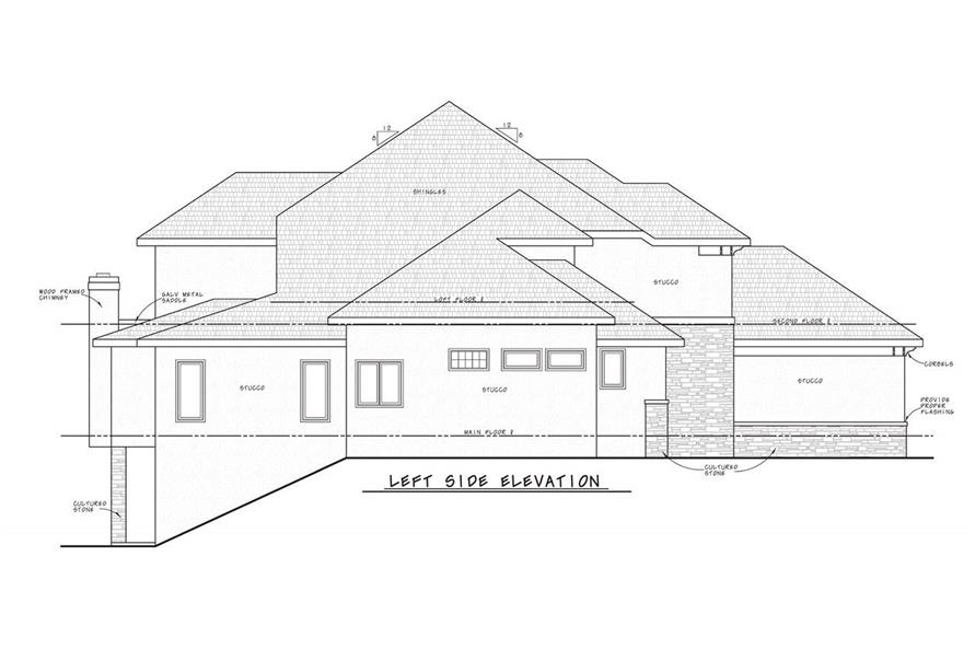 Home Plan Left Elevation of this 4-Bedroom,3553 Sq Ft Plan -120-2456