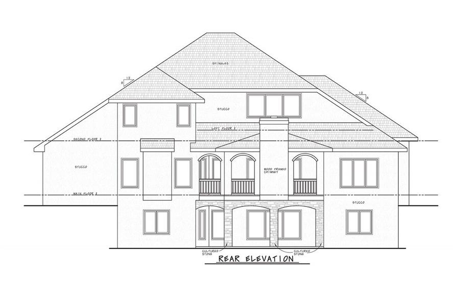 Home Plan Rear Elevation of this 4-Bedroom,3553 Sq Ft Plan -120-2456