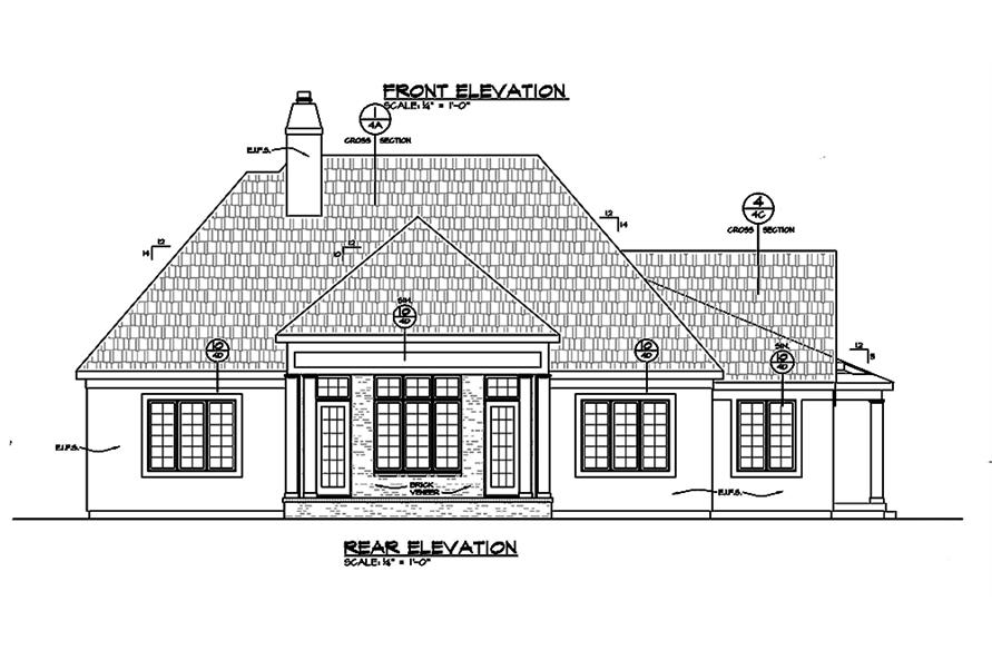 Home Plan Rear Elevation of this 2-Bedroom,2266 Sq Ft Plan -120-2464