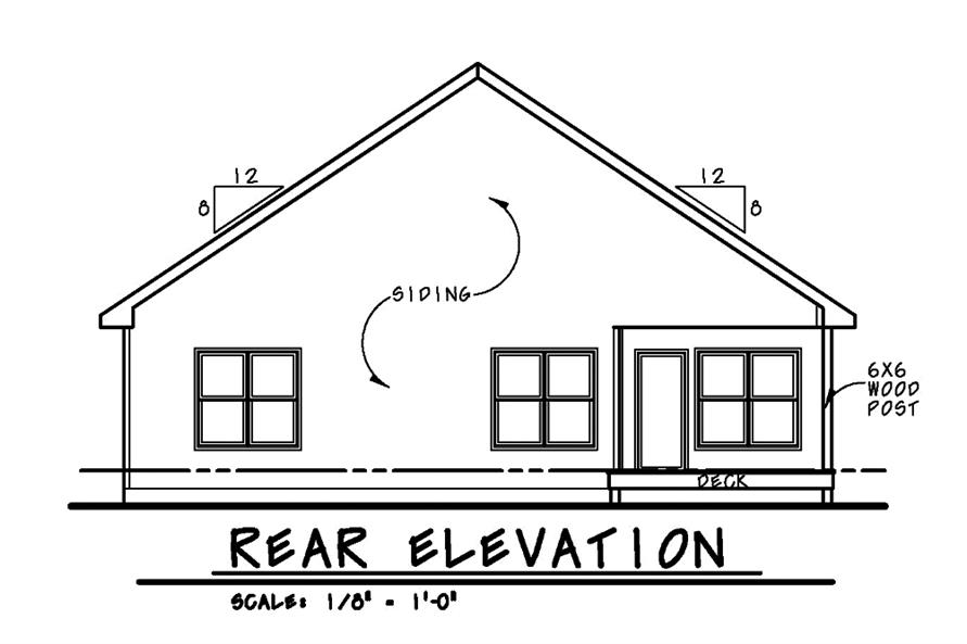 Home Plan Rear Elevation of this 2-Bedroom,1676 Sq Ft Plan -120-2478