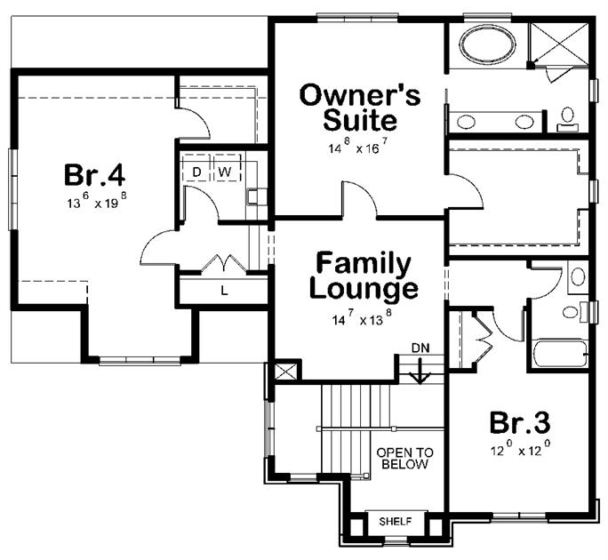 European House Plan - 4 Bedrms, 3.5 Baths - 2708 Sq Ft - #120-2481