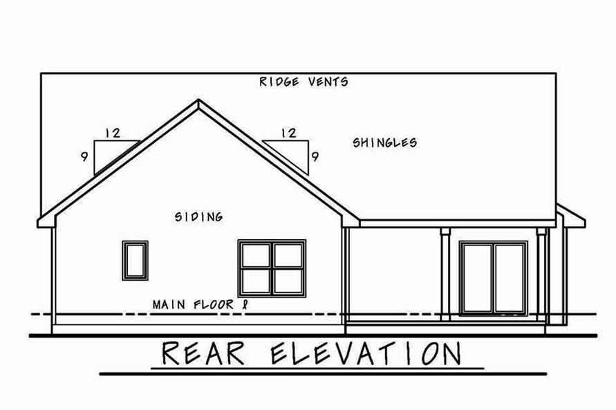 Home Plan Rear Elevation of this 3-Bedroom,1531 Sq Ft Plan -120-2504