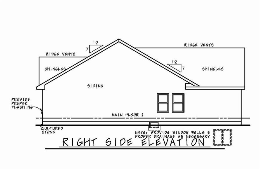 Home Plan Right Elevation of this 3-Bedroom,1531 Sq Ft Plan -120-2504