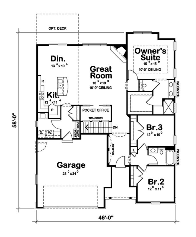 Country Style Home - 3 Bedrms, 2 Baths - 1858 Sq Ft - Plan #120-2525