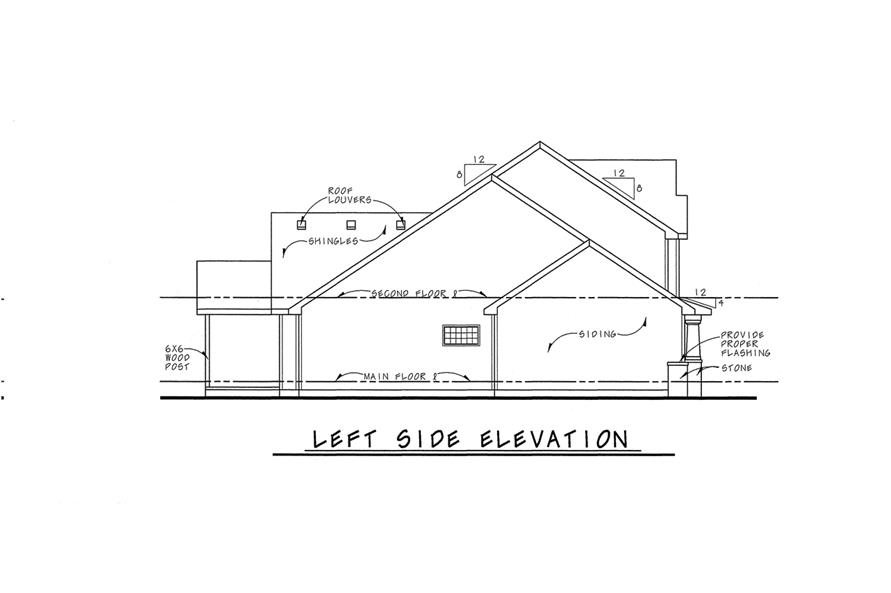 Home Plan Left Elevation of this 3-Bedroom,1995 Sq Ft Plan -120-2529